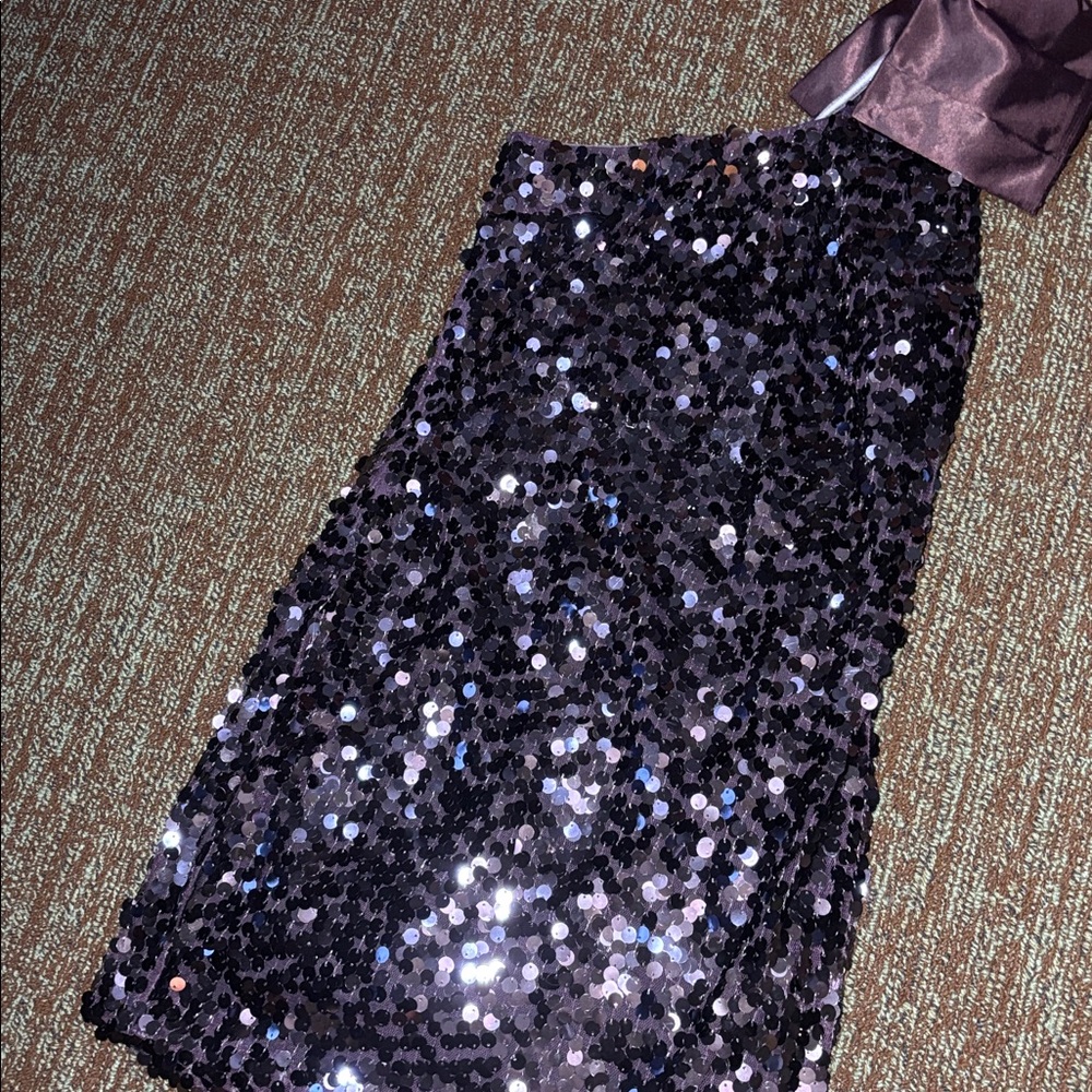 Arden B purple sequin one shoulder mini dress satin‎ bow detail women’s small